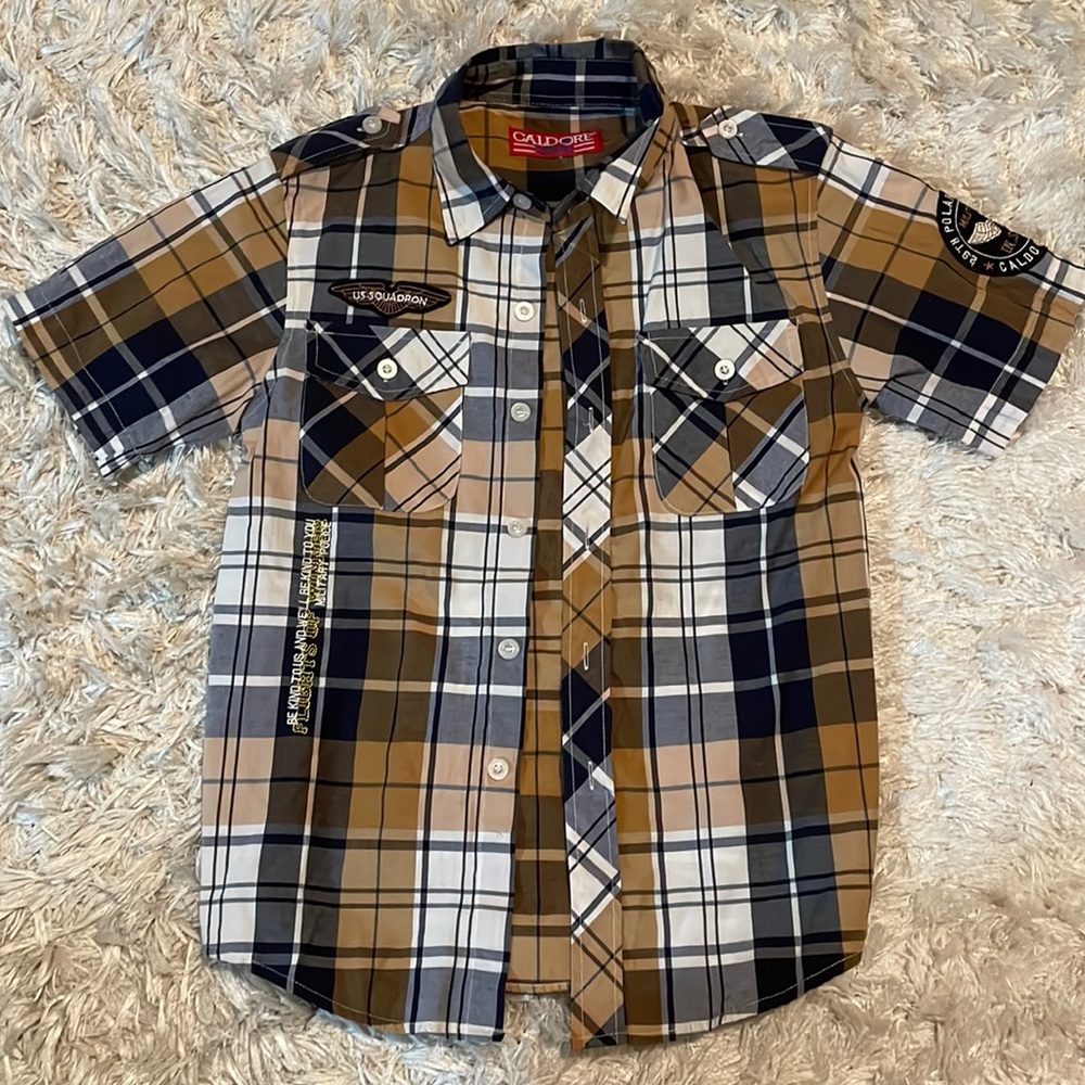 Boys Caldore Plaid Button Down Tee